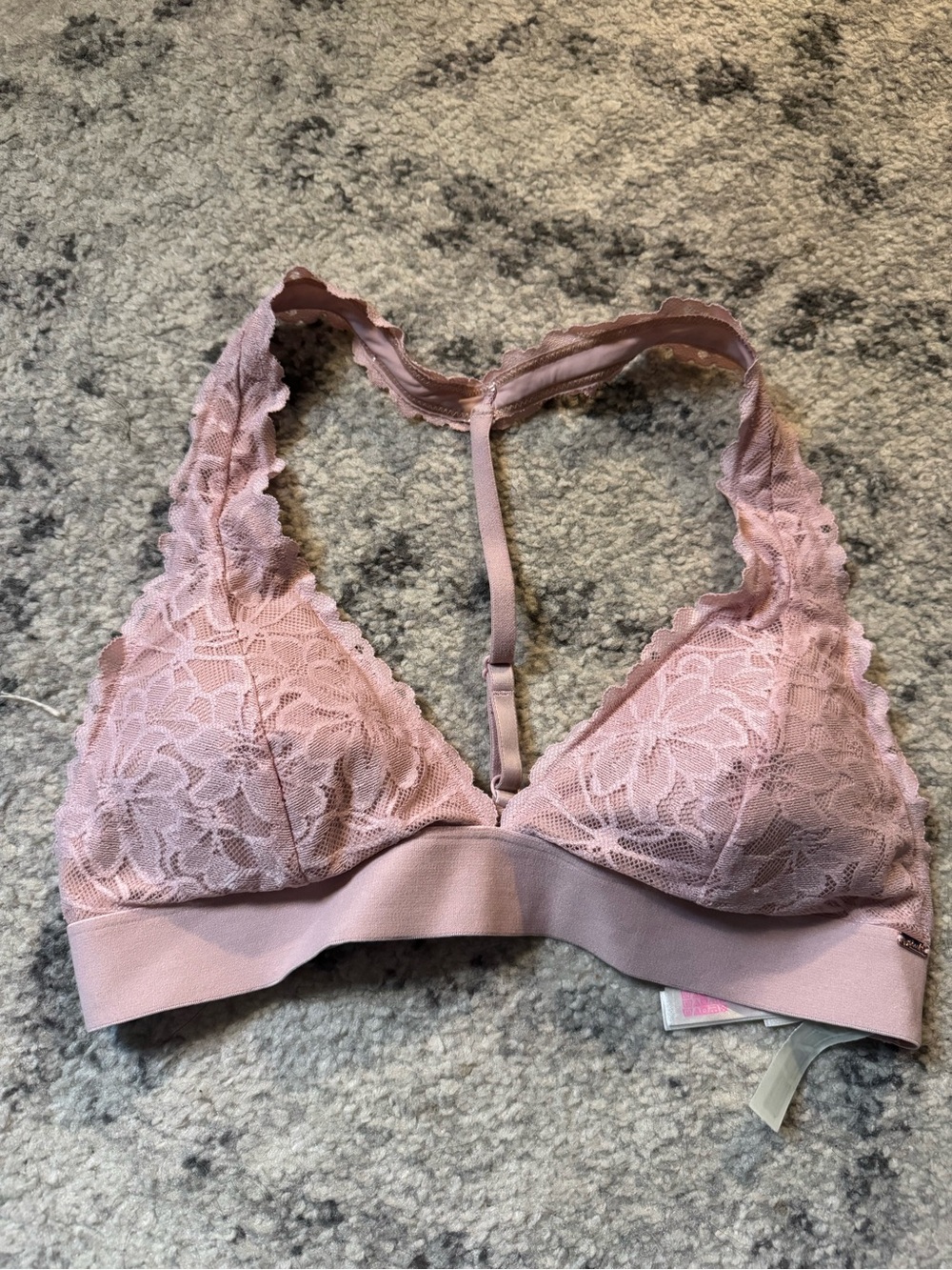 VS PINK Lace Racerback Bralette - Dusty Pink